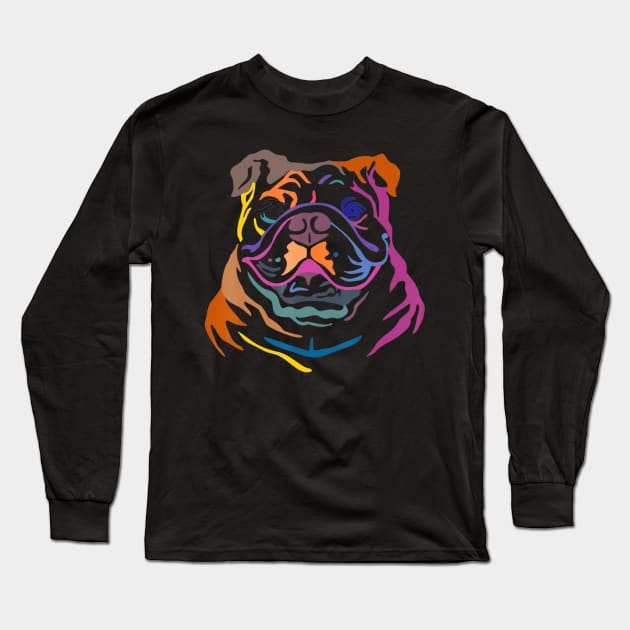 Colorful Decorative Outline Bulldog Long Sleeve T-Shirt by timski
